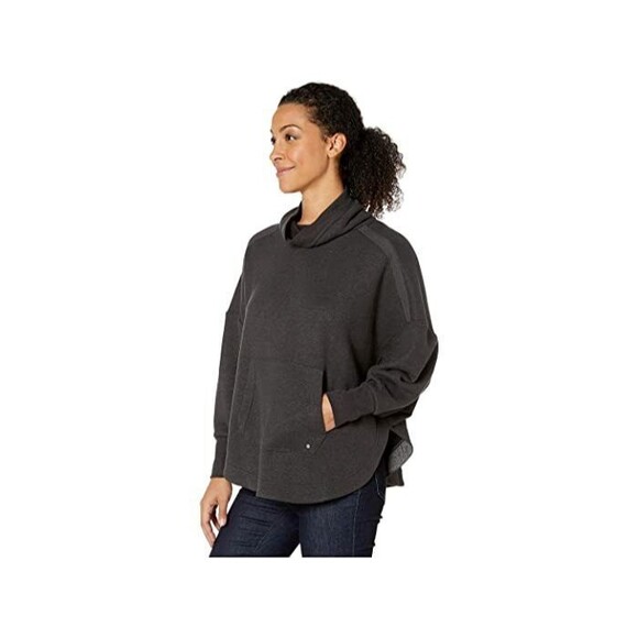 NWT New Womens M PrAna Cozy Up Poncho Charcoal Heather Dark Gray Pocket - Picture 3 of 10